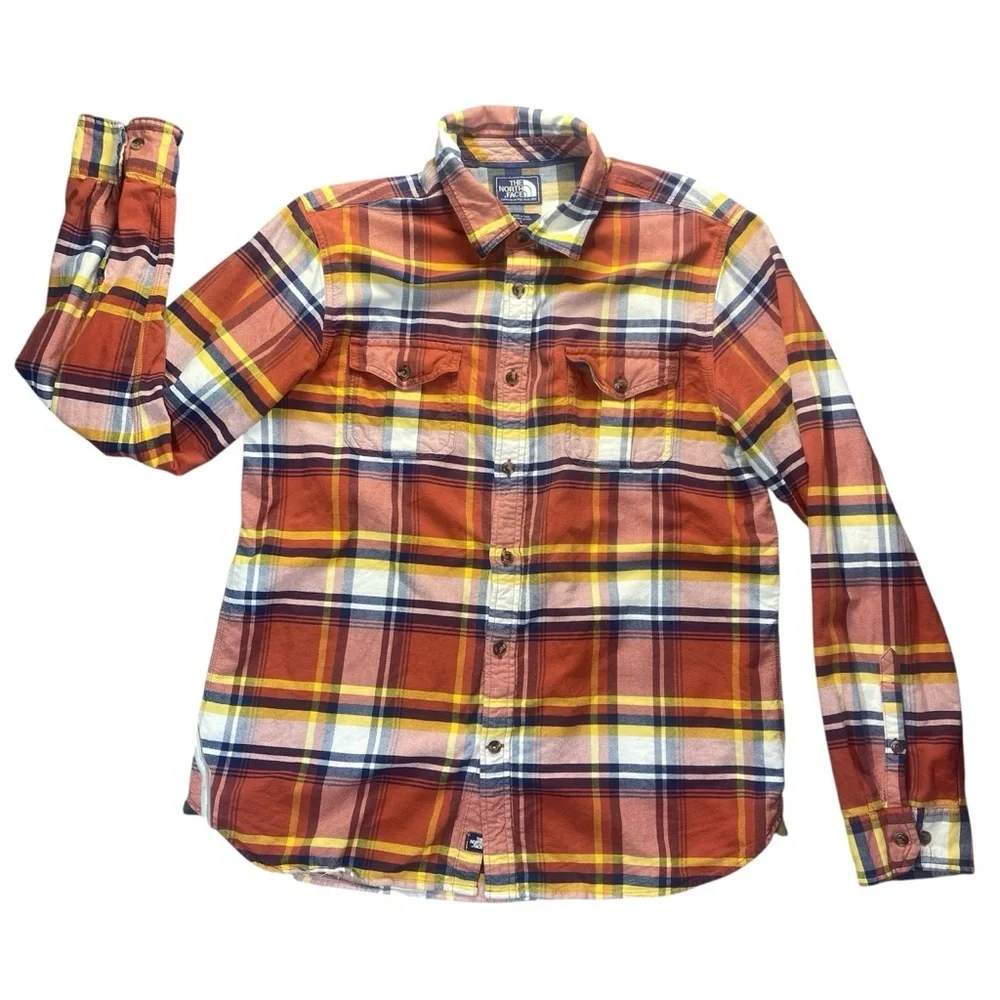 The North Face Plaid Button-Up Shirt Men's Size‎ L Outdoor Flannel Long Sleeve